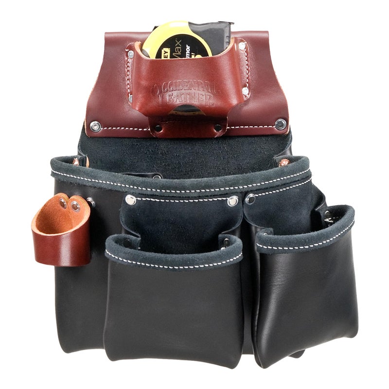 Occidental Leather 3 Pouch Pro Tool Bag with Tape Holder - Cafe - 12 Pockets & Tool Holders - Made in USA - Image 1